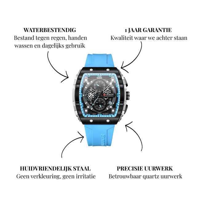 Curren Cyclone – herenhorloge met rubber band en sportief design