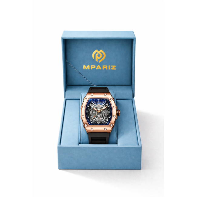 Mpariz Skeleton Elite - herenhorloge met rubber band en sportief design