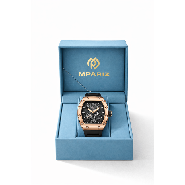 Mpariz Skeleton - herenhorloge met rubber band en sportief design