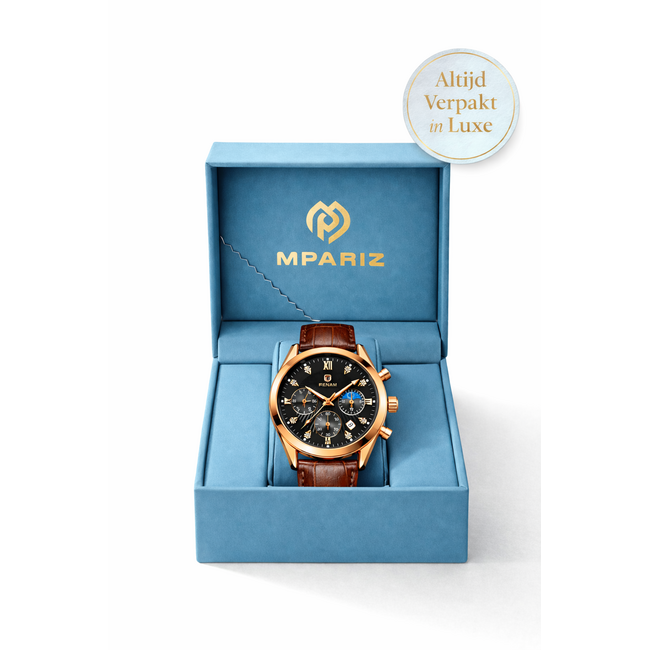 Mpariz Coolent – herenhorloge met leren band en klassiek design