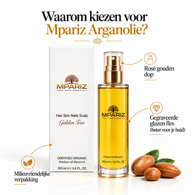 Mpariz 100% Pure Arganolie 100ml – Duurzaam, Biologisch & Luxe
