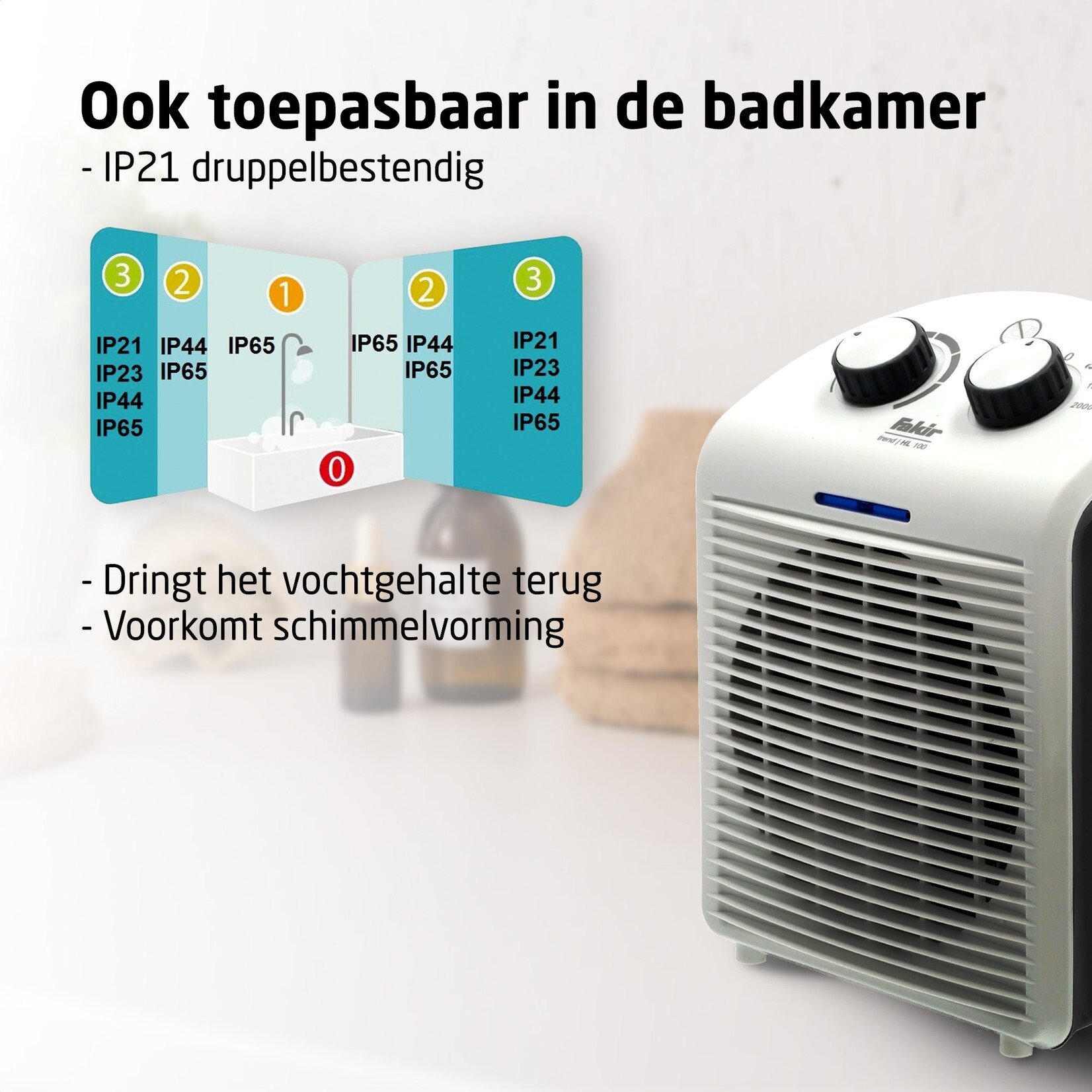 Fakir Compacte Elektrische Kachel - Verwarming met Ventilator