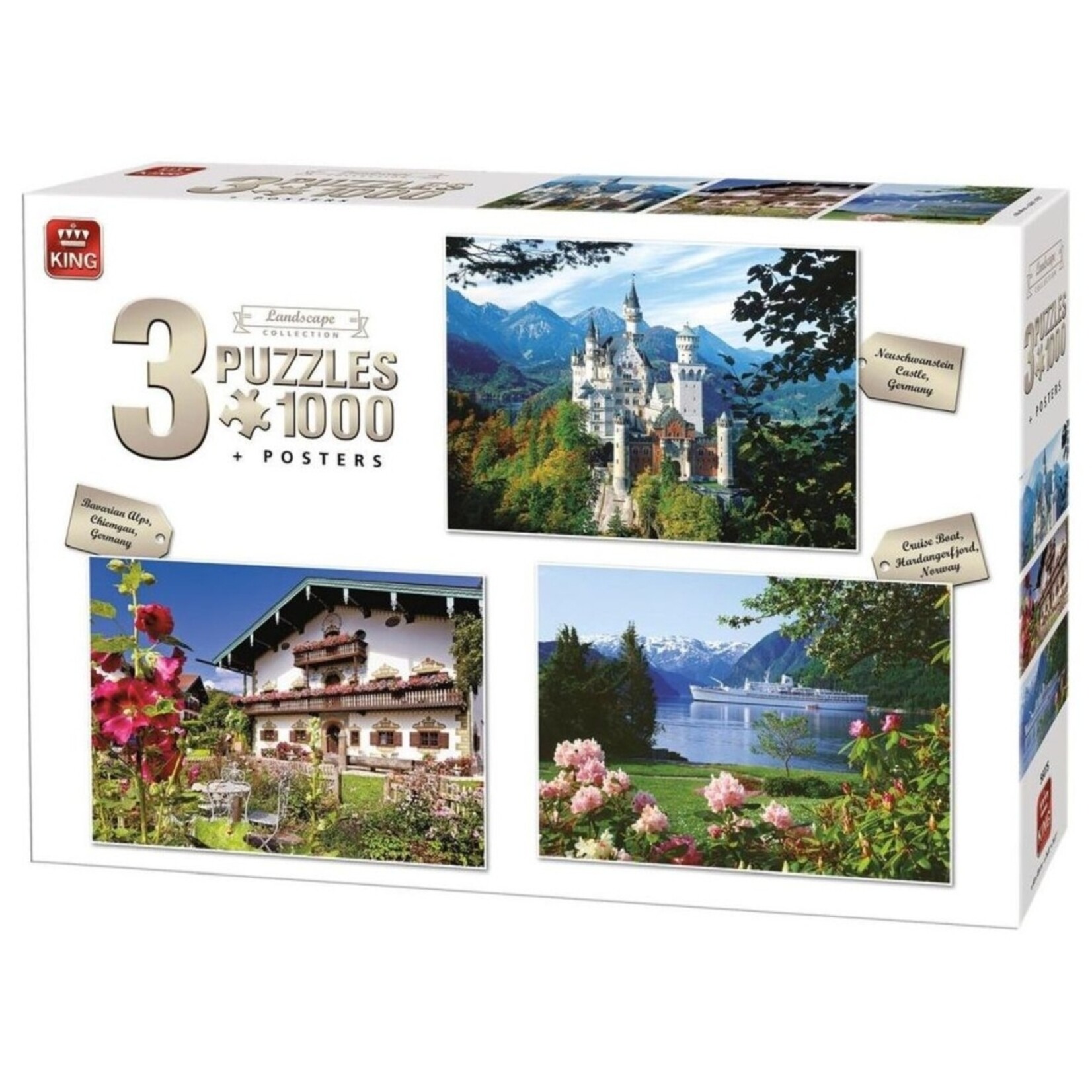 King Set van 3 Puzzels – 3 x 1000 stukjes – Classic, City & Landscape Collectie