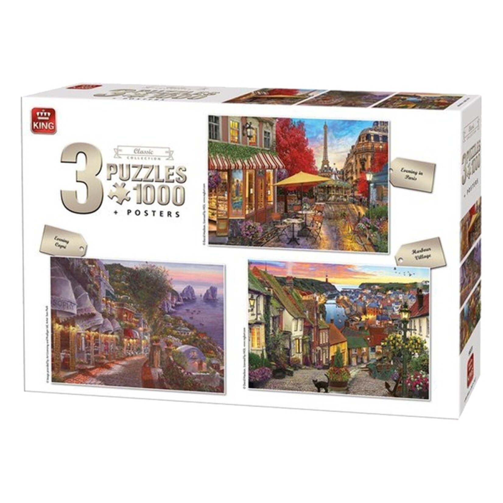 King Set van 3 Puzzels – 3 x 1000 stukjes – Classic, City & Landscape Collectie