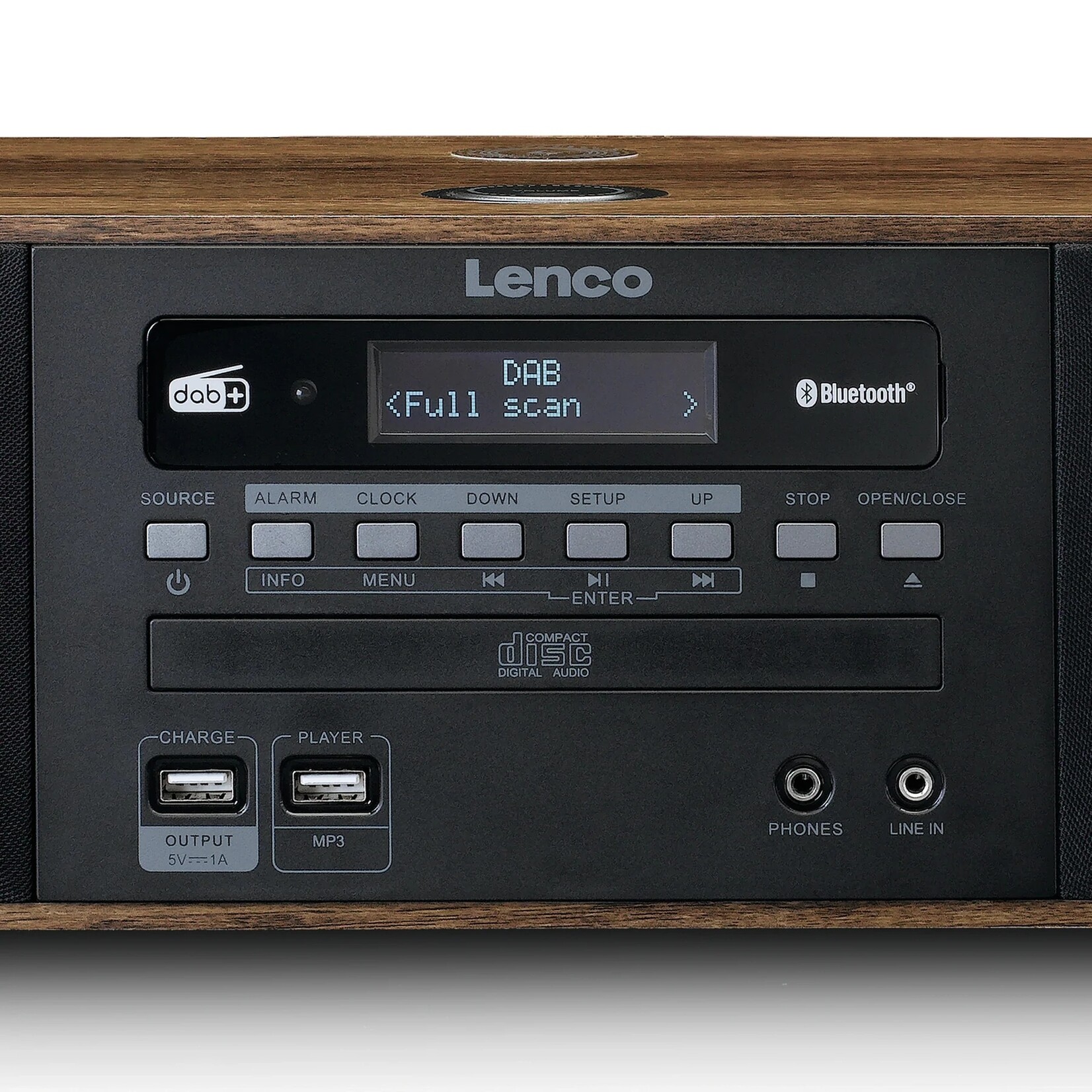 Lenco Stereo FM en DAB+ Radio met Bluetooth, Afstandsbediening en Draadloos Opladen