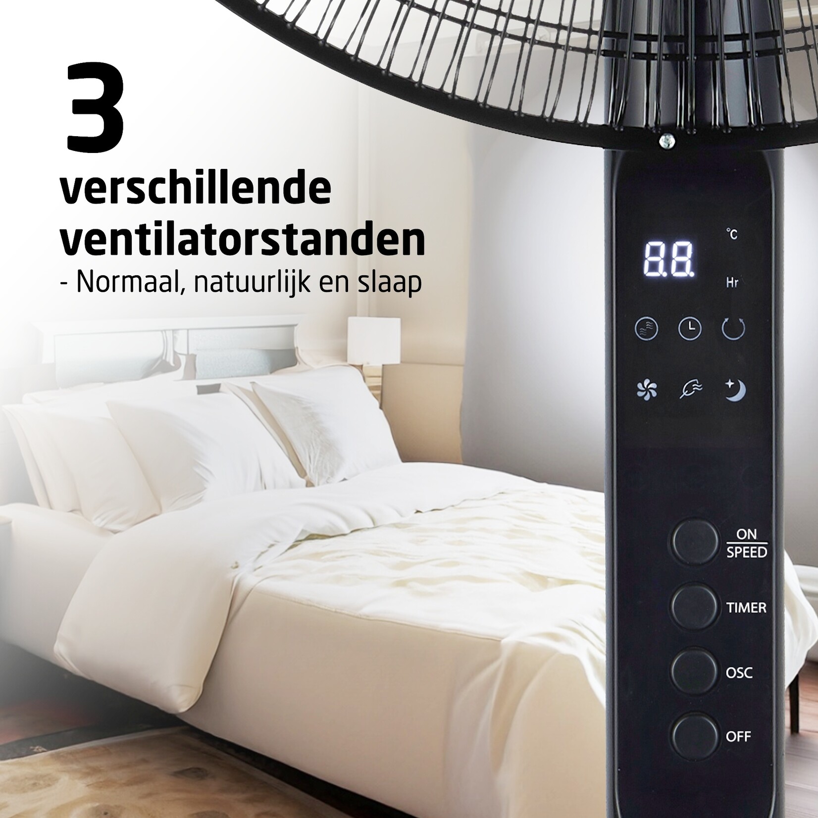 TZS First Austria Staande Ventilator met Swingfunctie - Stille Statiefventilator