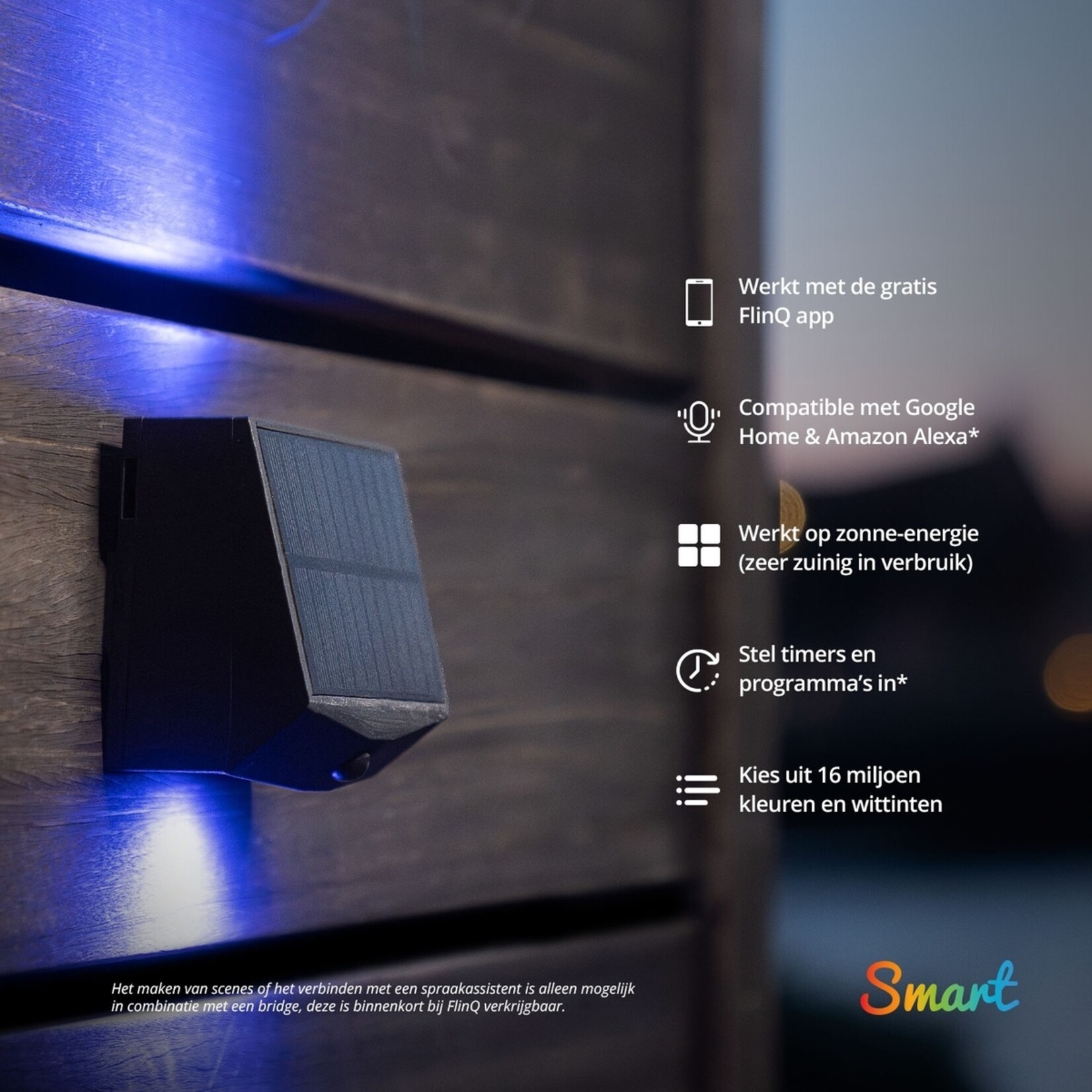 FlinQ Slimme Buitenlamp op Zonne-energie met App-bediening