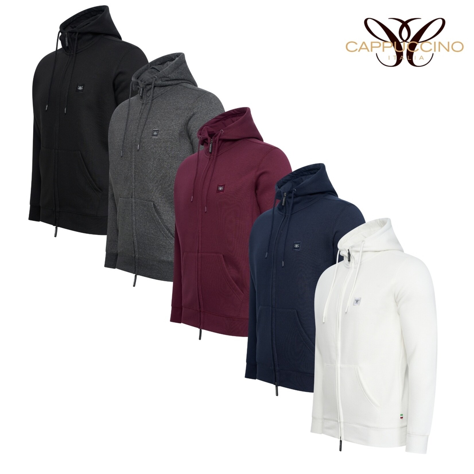 Cappuccino Pescara Fleece Hoody Vest met Capuchon en Lange Rits