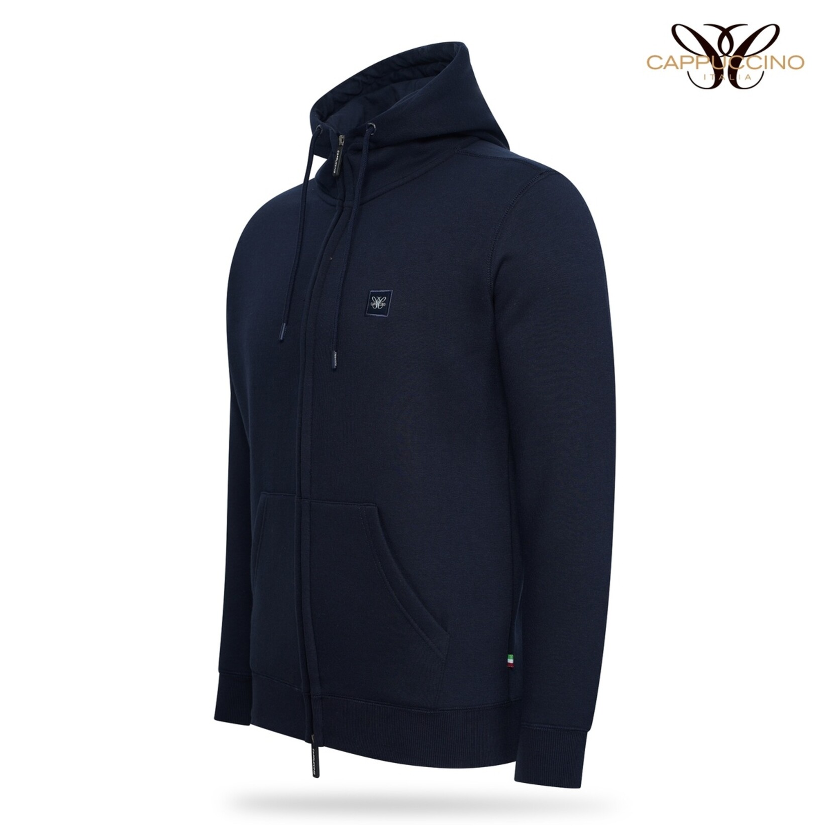 Cappuccino Pescara Fleece Hoody Vest met Capuchon en Lange Rits