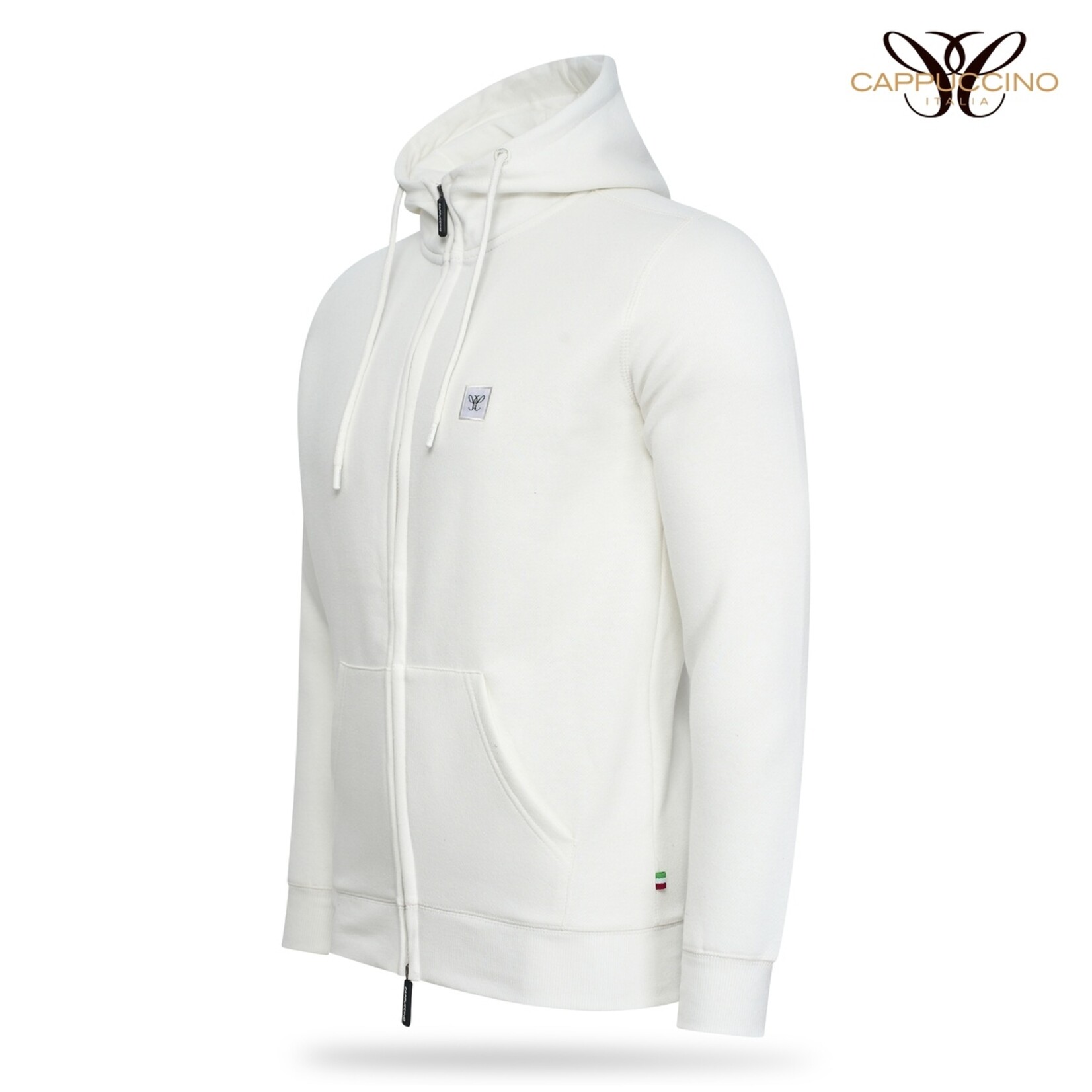 Cappuccino Pescara Fleece Hoody Vest met Capuchon en Lange Rits