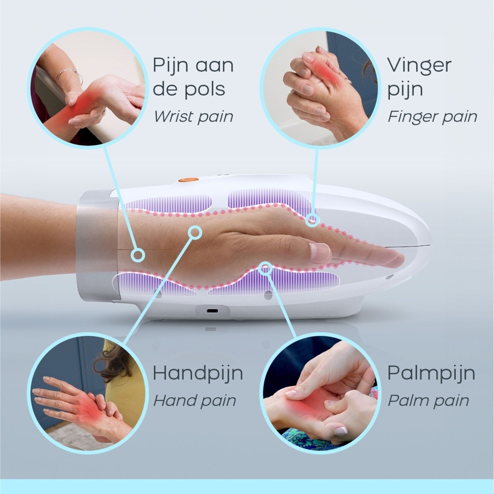Orange Planet Hand Massager Massageapparaat met Warmtefunctie en 6 Programma’s