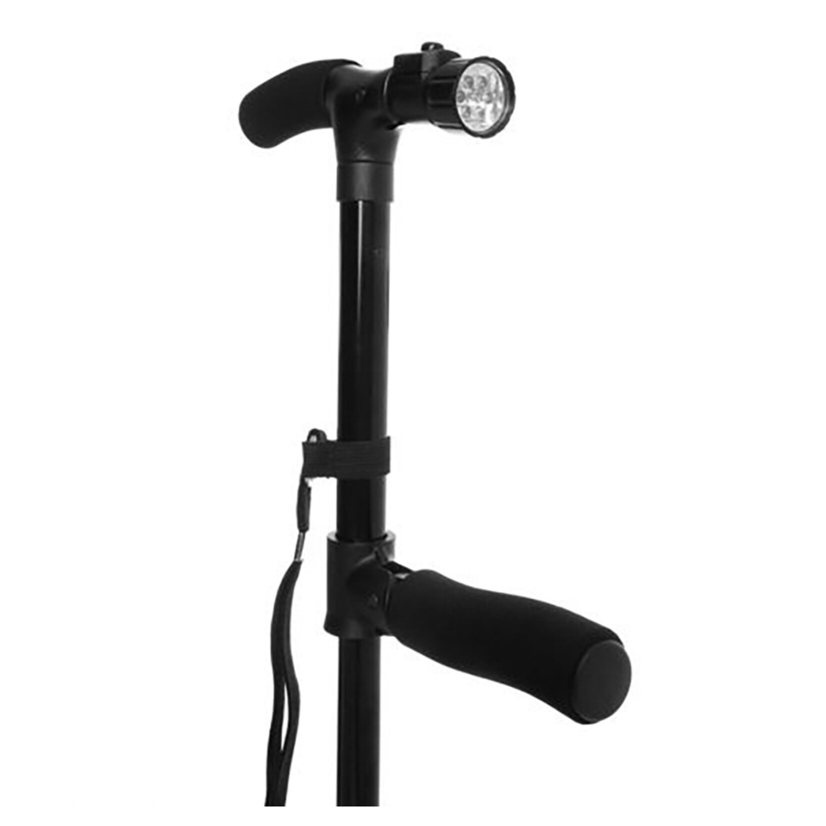 Orange Planet Wandelstok met Alarm, LED-lamp en Dubbele Handgreep - Opvouwbaar