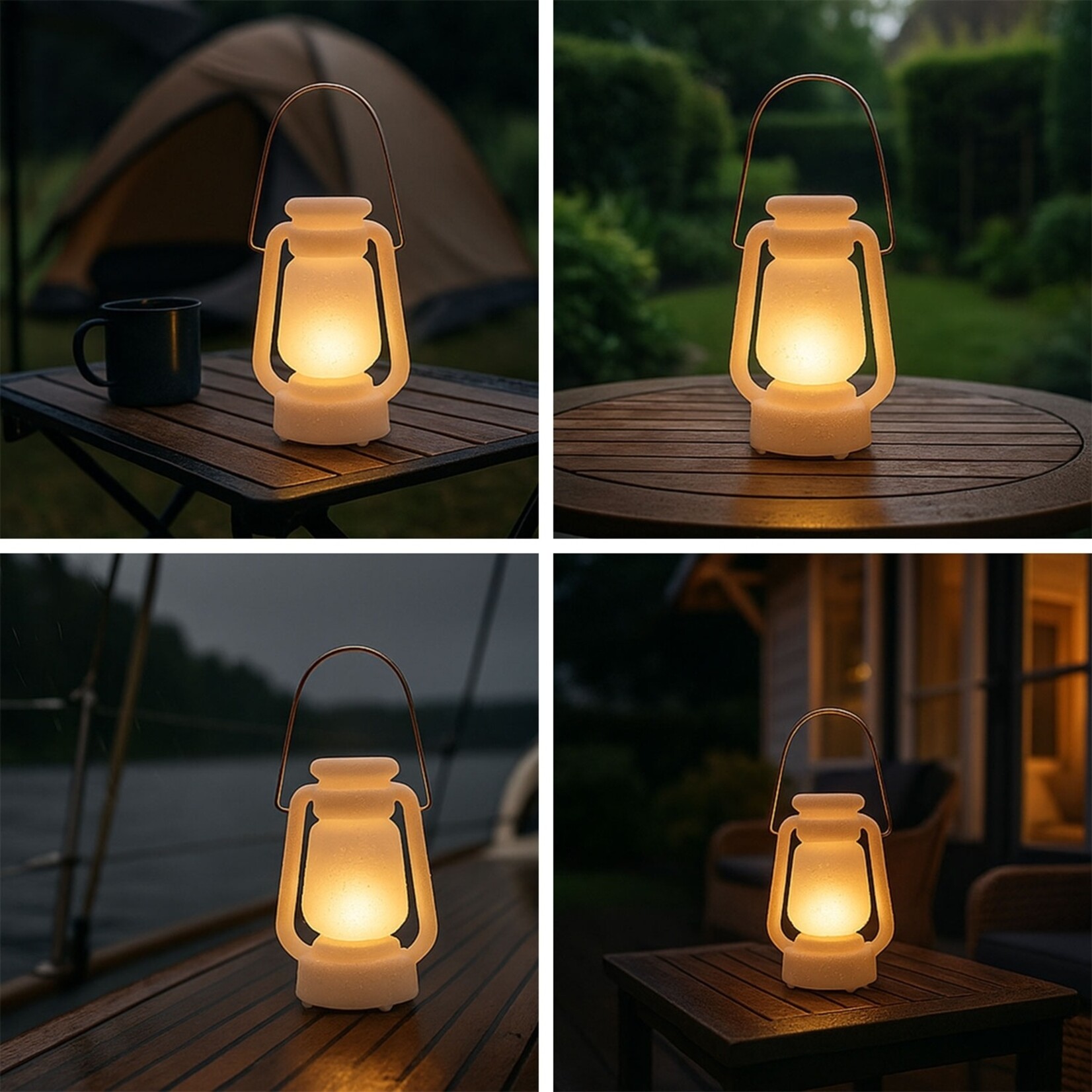 FlinQ Oplaadbare Storm Lantaarn – Voor Binnen en Buiten – Spatwaterdicht