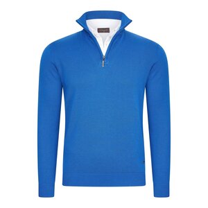 Cappuccino Como Mock Half Zip Schipperstrui met Rits en Overhemdkraag