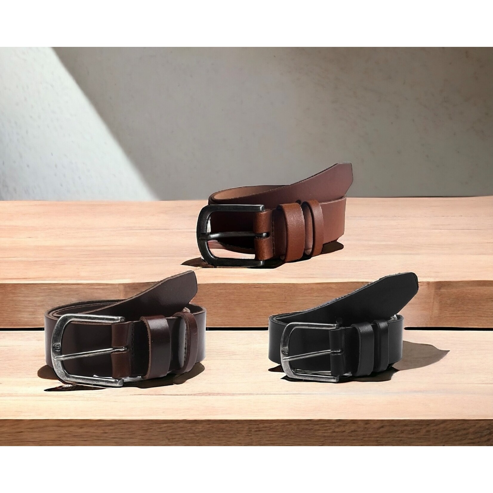 DSTRCT Casual Leren Riemen voor Heren - Set van 3 Stuks