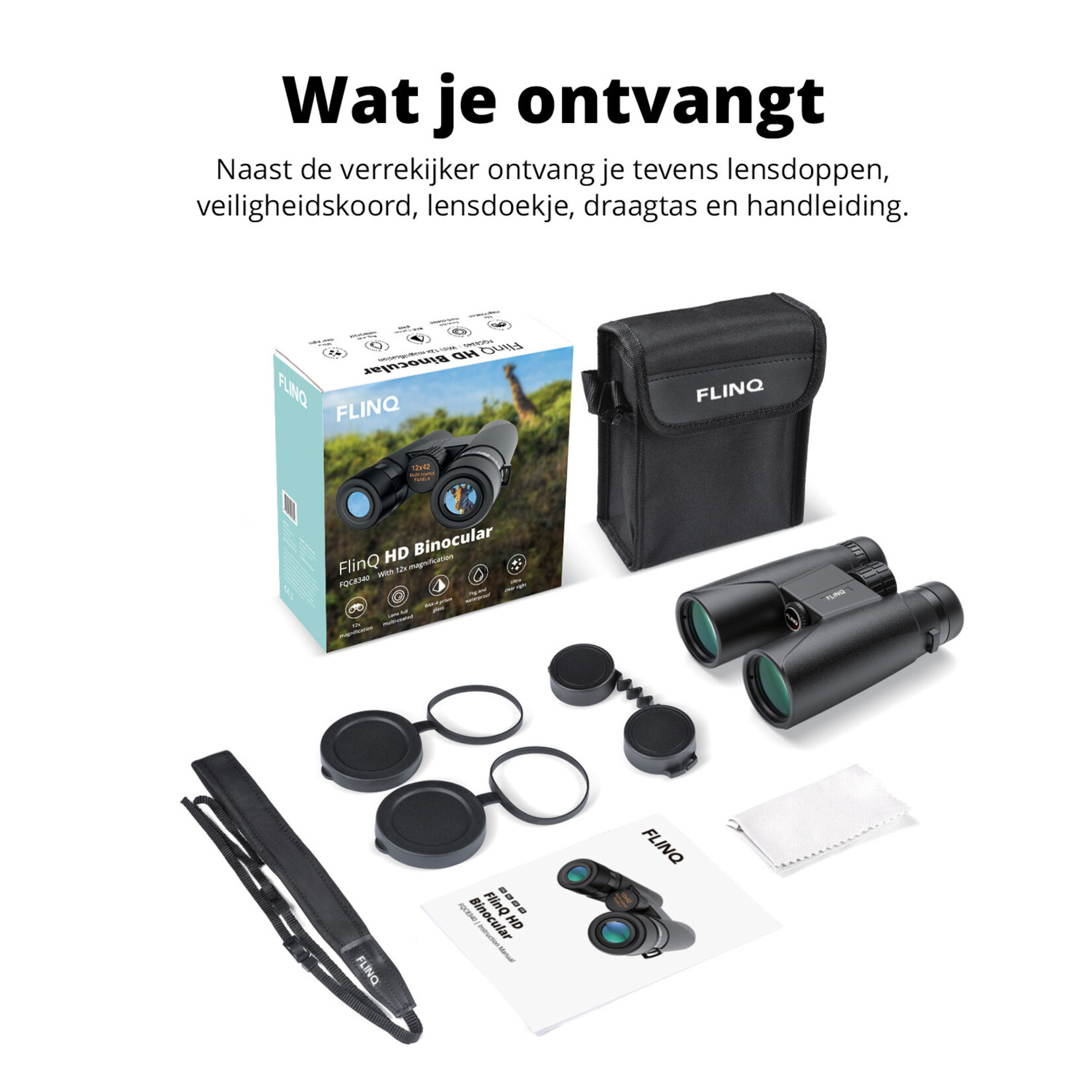 FlinQ HD Verrekijker - Binocular met Opbergtas en 42mm Groothoeklens