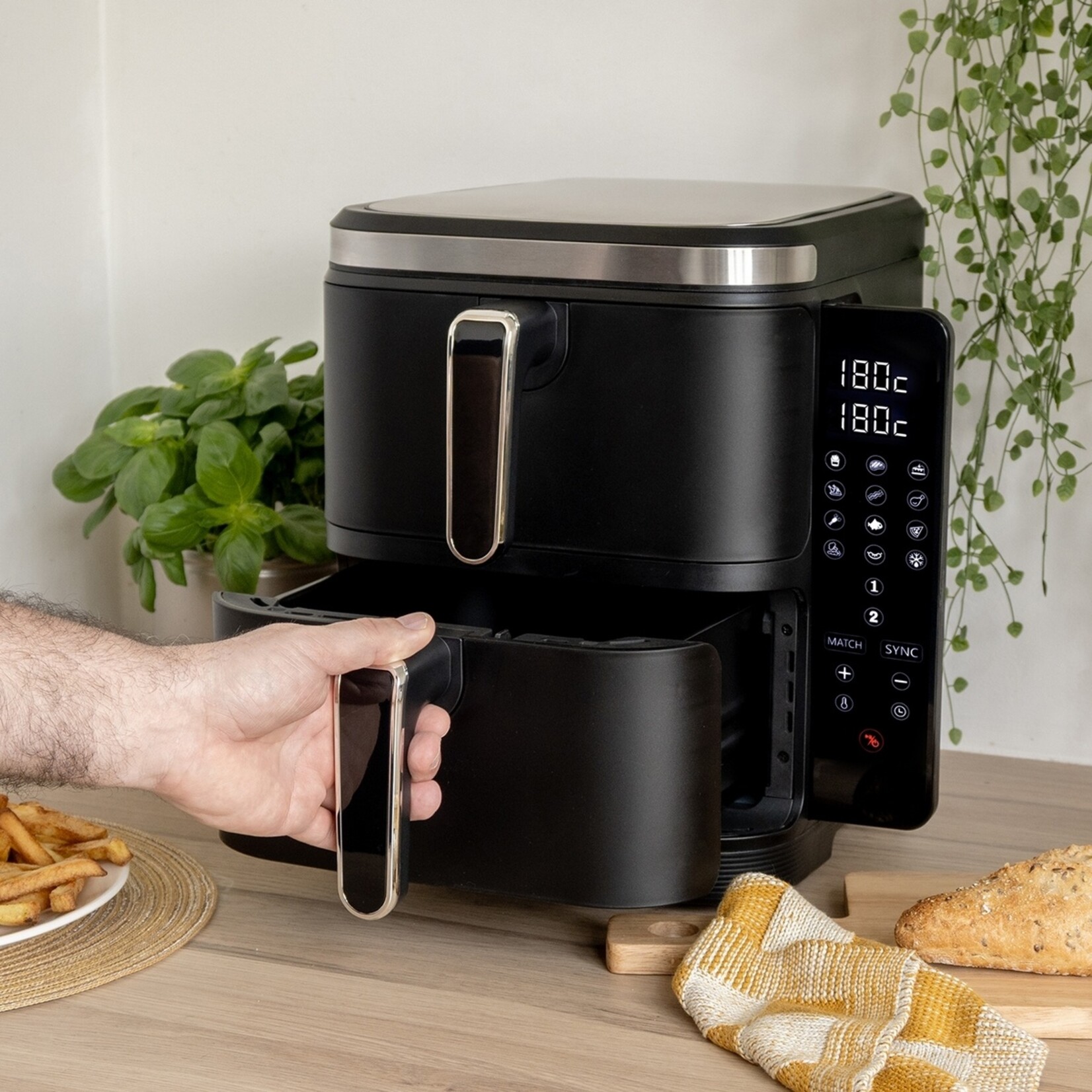Nexxt Double Stacked Dubbele Airfryer met 12 Menu’s – Gestapeld – 11 Liter