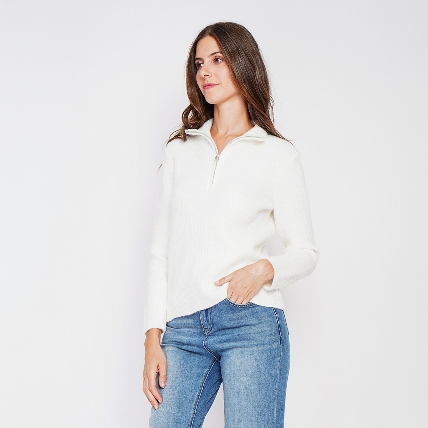 William de Faye William de Faye Half Zip Trui voor Dames - Ribgebreid - Hoge Kraag