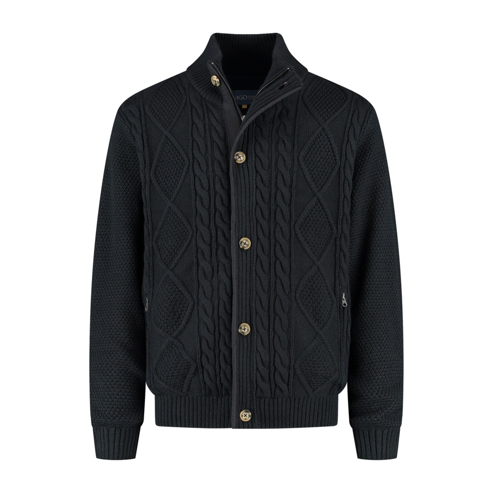 MGO Leisure Wear MGO Acton Vest voor Heren - Grof Gebreid met Rits en Knopen