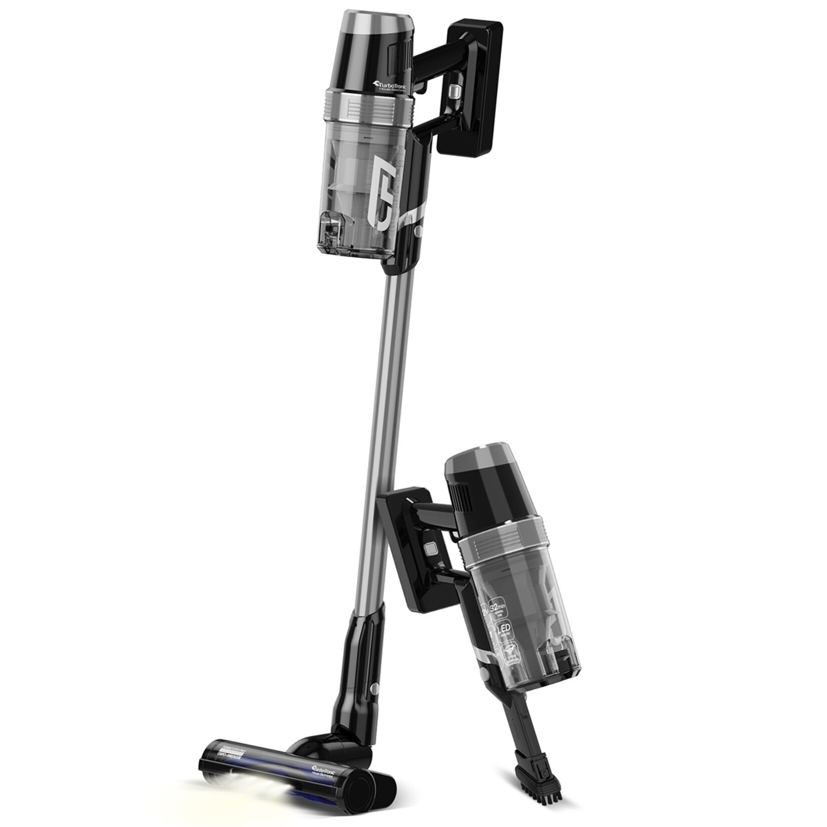 TurboTronic Lichtgewicht Steelstofzuiger met Handstofzuiger en Zuigkrachtregeling