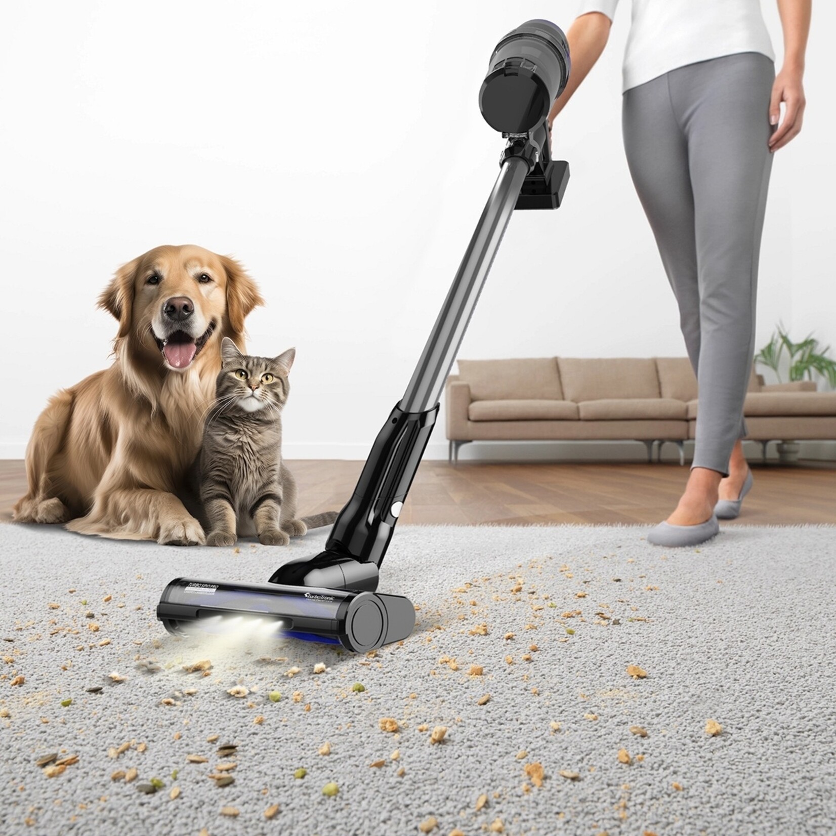 TurboTronic Lichtgewicht Steelstofzuiger met Handstofzuiger en Zuigkrachtregeling