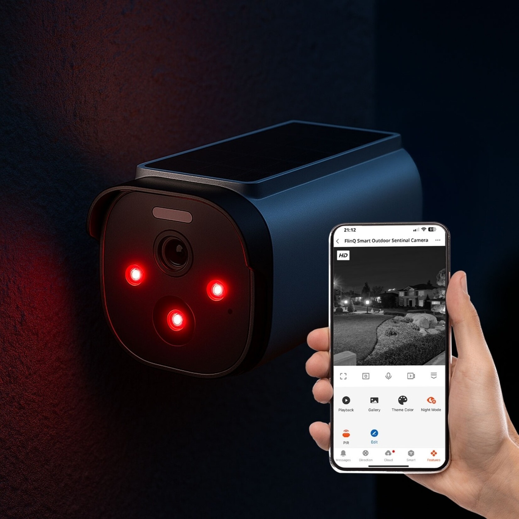 Cappuccino Sentinel Buitencamera met Nachtzicht, Bewegingssensor en Appbediening - 2K Beeld