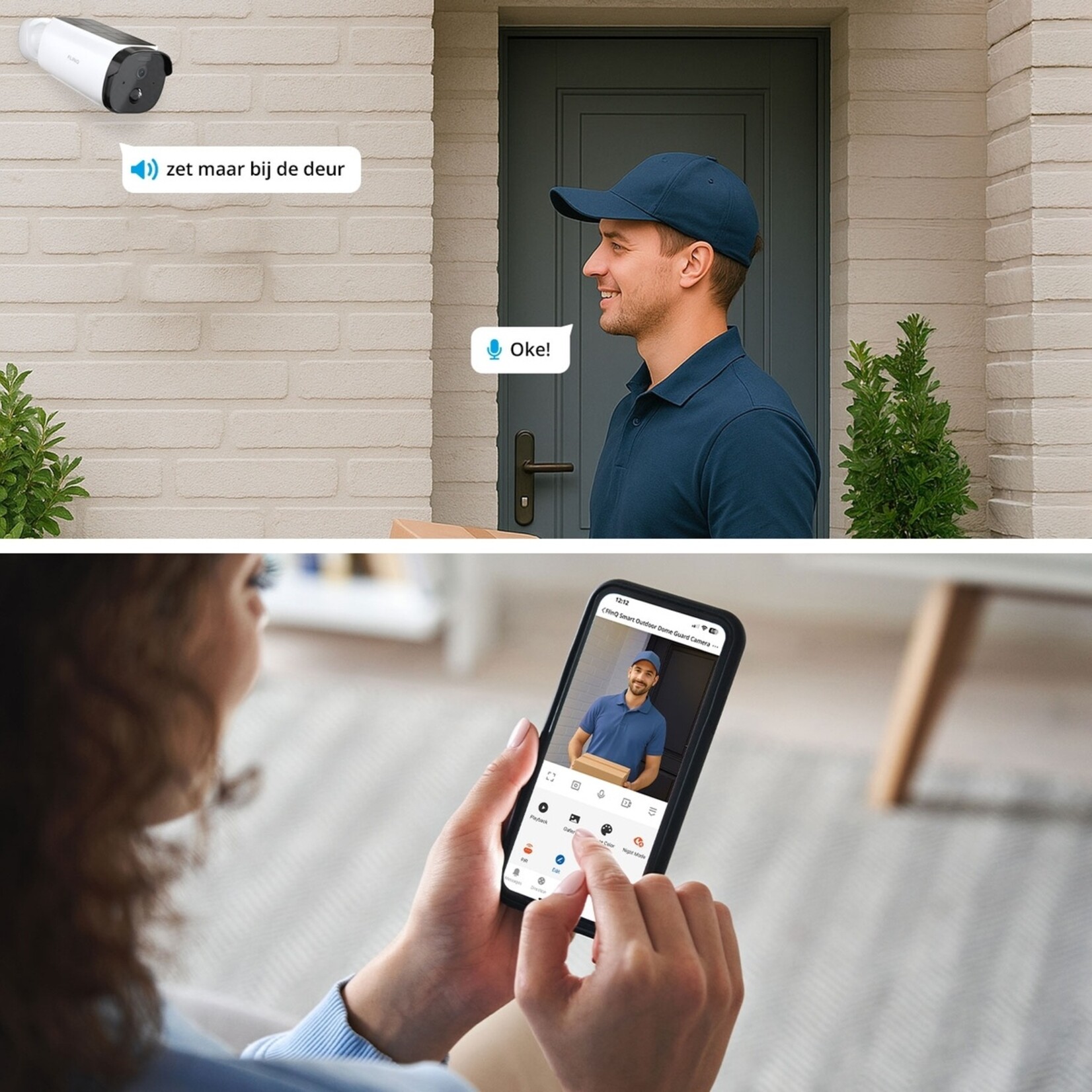 FlinQ Sentinel Buitencamera met Nachtzicht, Bewegingssensor en Appbediening - 2K Beeld