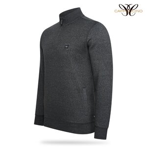 Cappuccino Florence Half-Zip Trui met Hoge Kraag - Schipperstrui