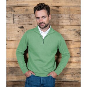 Cappuccino Como Mock Half Zip Schipperstrui met Rits en Overhemdkraag