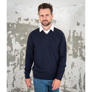 Cappuccino Ravenna Mock Trui met V-Hals en Overhemdkraag