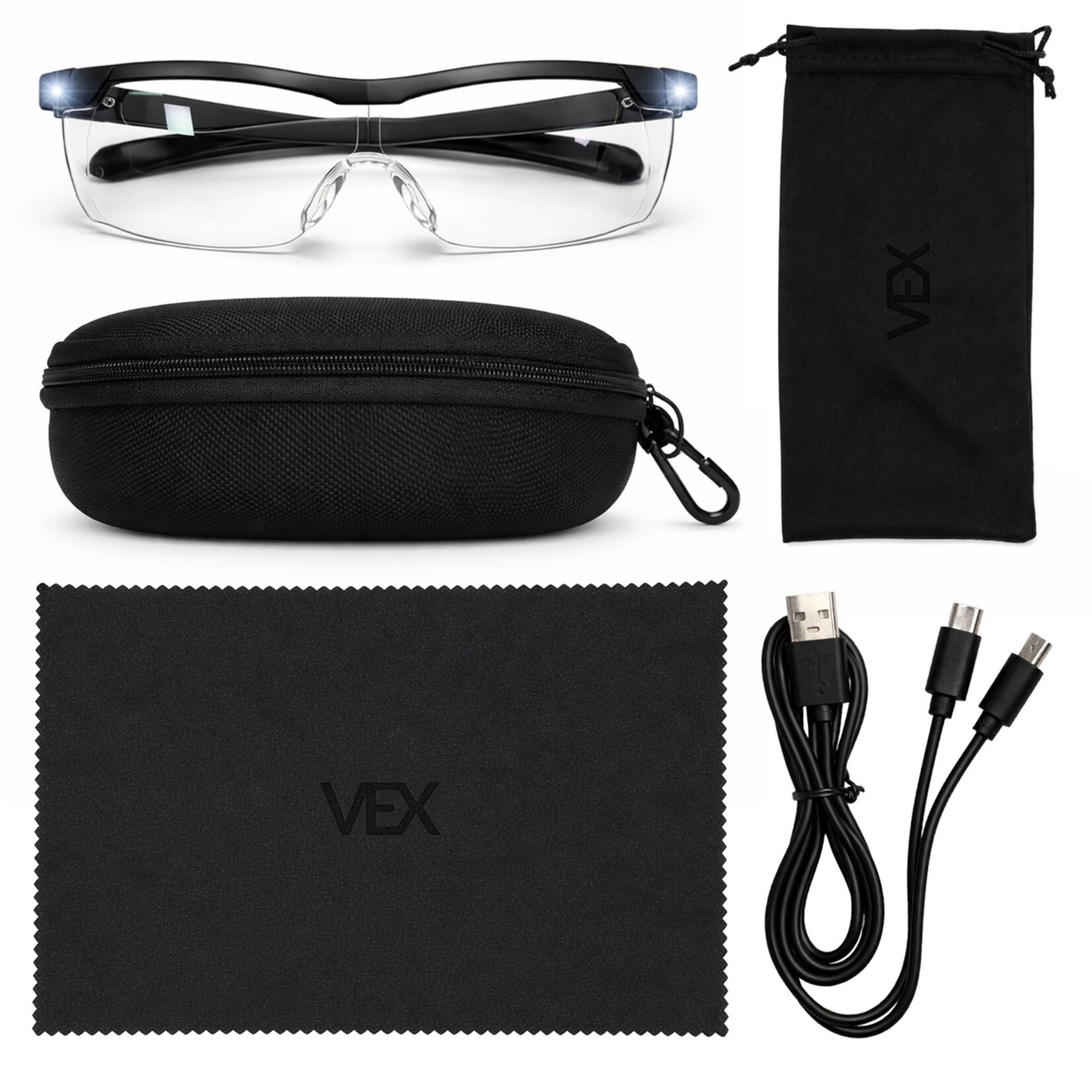 VEX Vergrootglas Bril met LED-licht - Vergroot tot 160% - Inclusief Accessoires