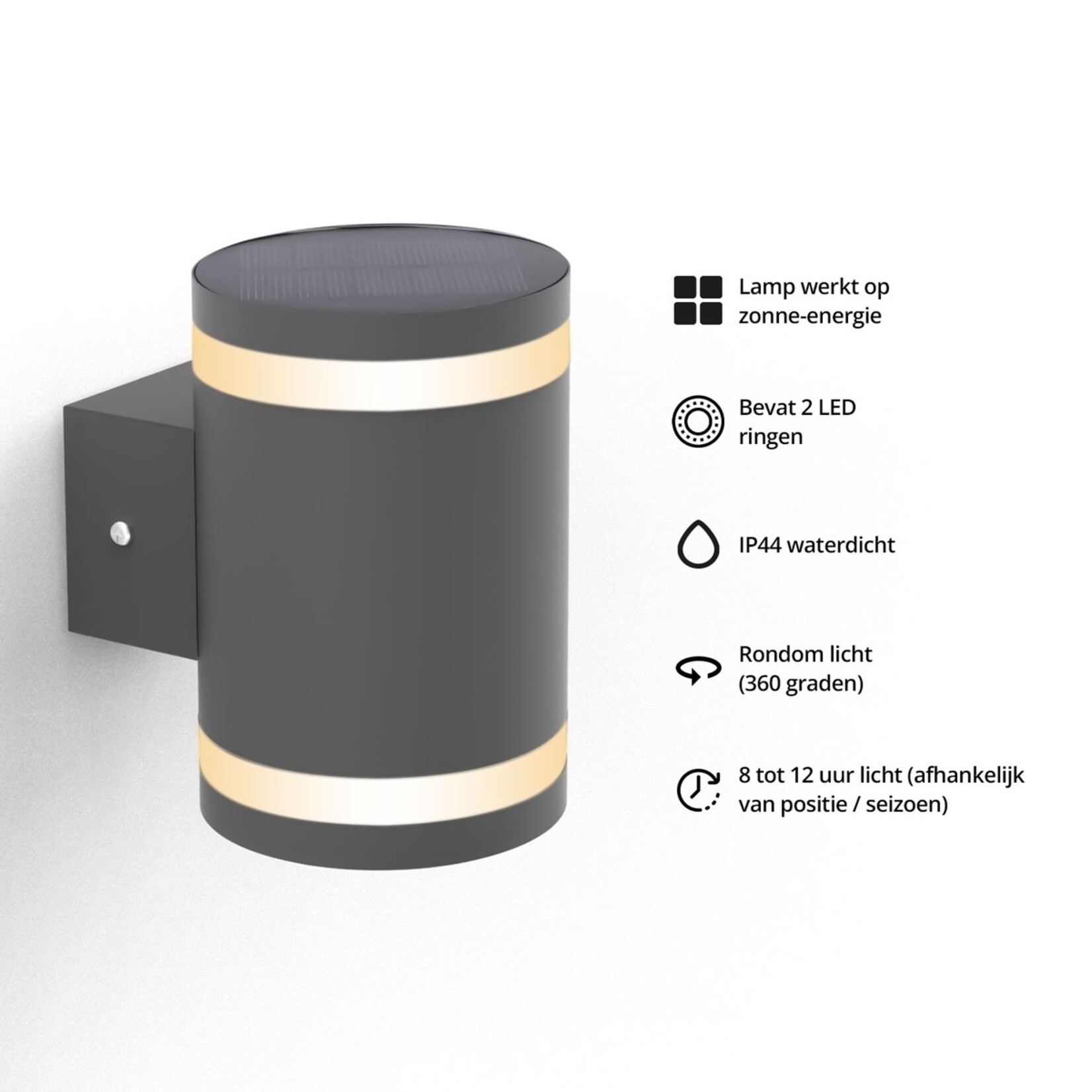 FlinQ Solar Lamp met Sensor voor Buiten – Wandlamp op Zonne-energie