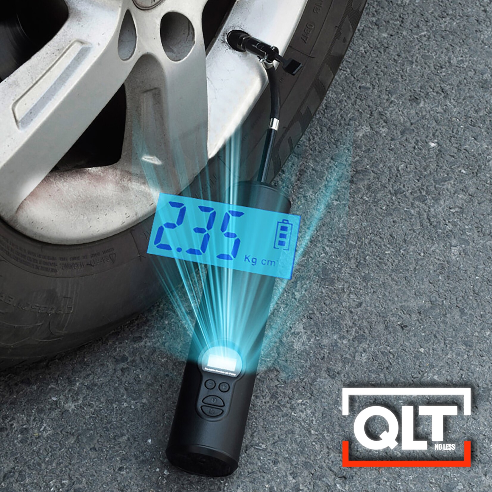 QLT No Less Luchtcompressor – Elektrische Pomp – Oplaadbaar met Opzetstukken – 10,3 bar