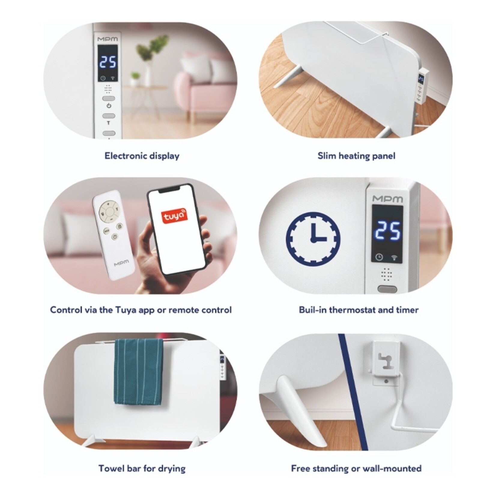 MPM Slimme Infrarood Paneelverwarming - 2000W - Wit - met App