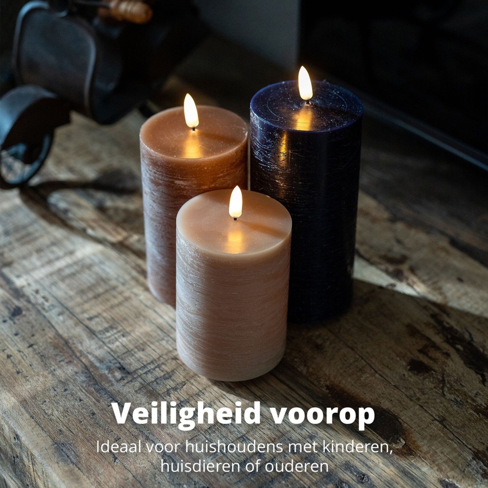 FlinQ LED Kaarsen Set van 3 – Oplaadbaar met Timer en Flikkerstand