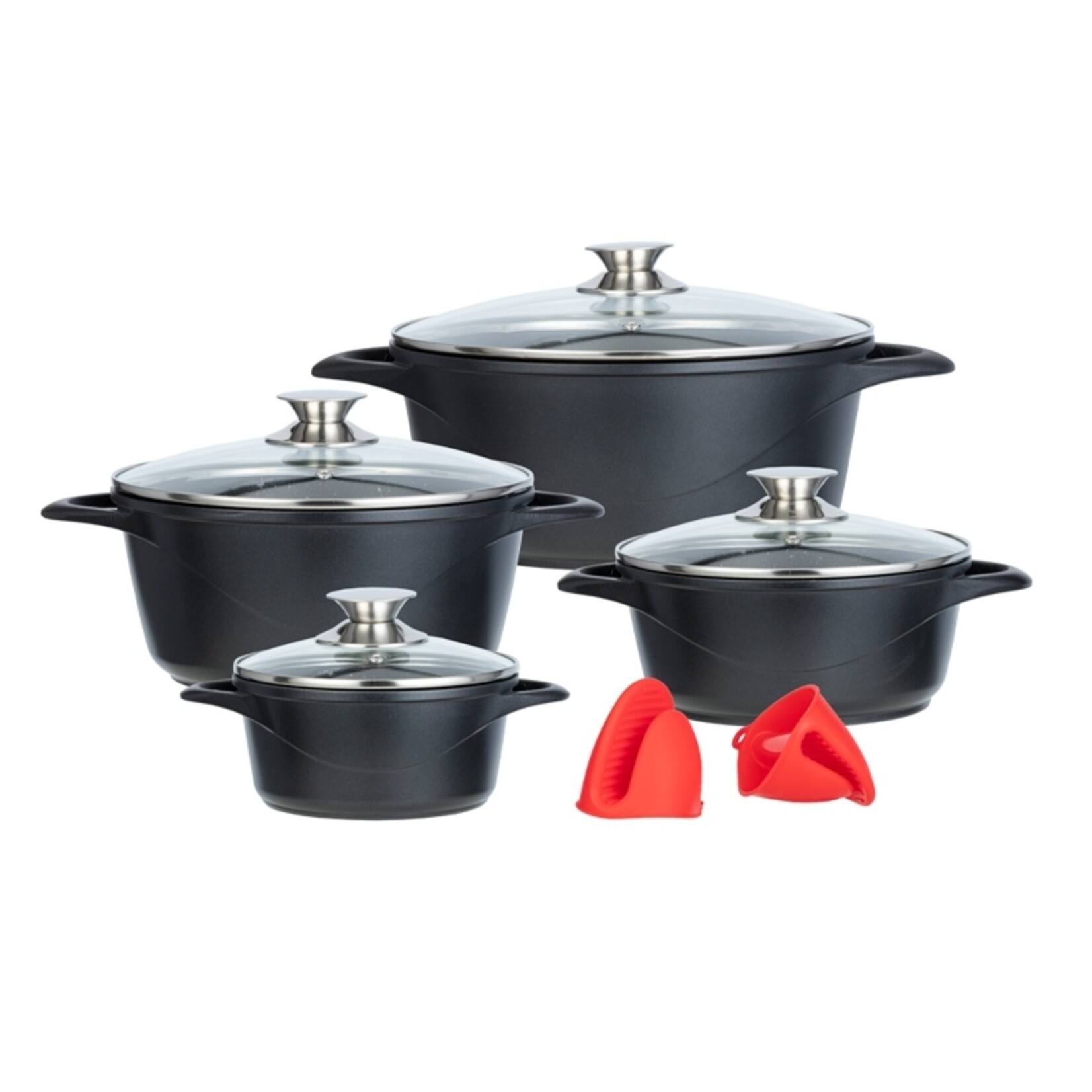 Smile Pannenset 10‑delig met Deksels - Gietaluminium voor Alle Warmtebronnen