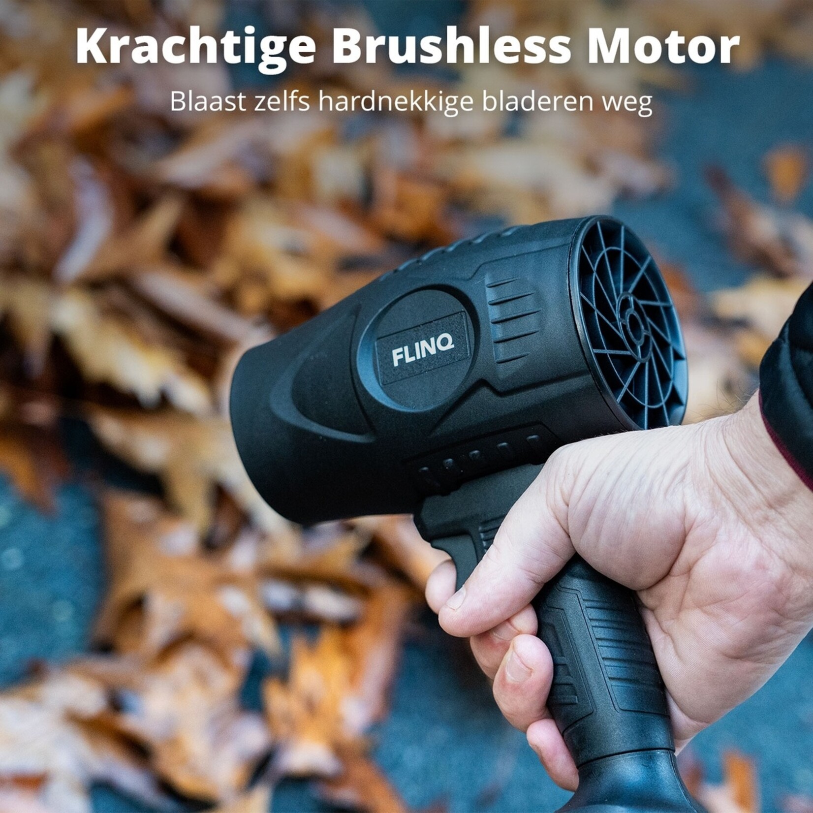 FlinQ Multifunctionele Bladblazer met Borstelloze Motor - 2 Accu’s en Opbergkoffer