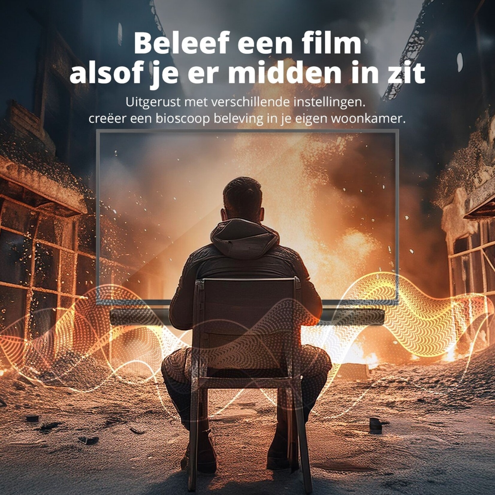 FlinQ Alles-in-één Soundbar met Subwoofers – 3D-Surround, Basversterkers en Bluetooth