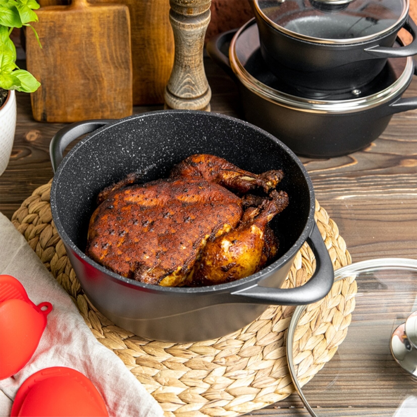 MPM 8-delige Pannenset met Antiaanbaklaag en Vaatwasserbestendig