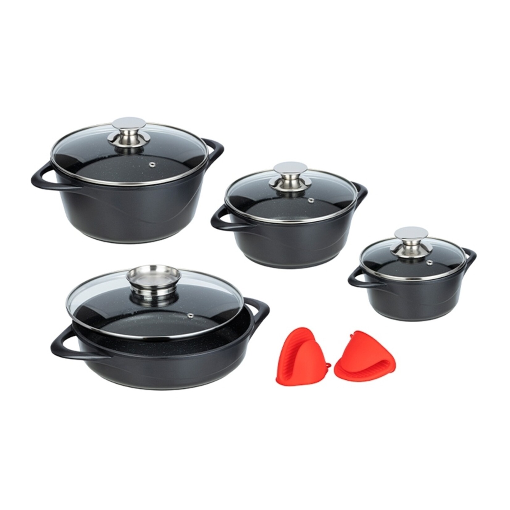 Smile Pannenset 10‑delig met Deksels en Anti‑aanbaklaag voor Alle Kookplaten