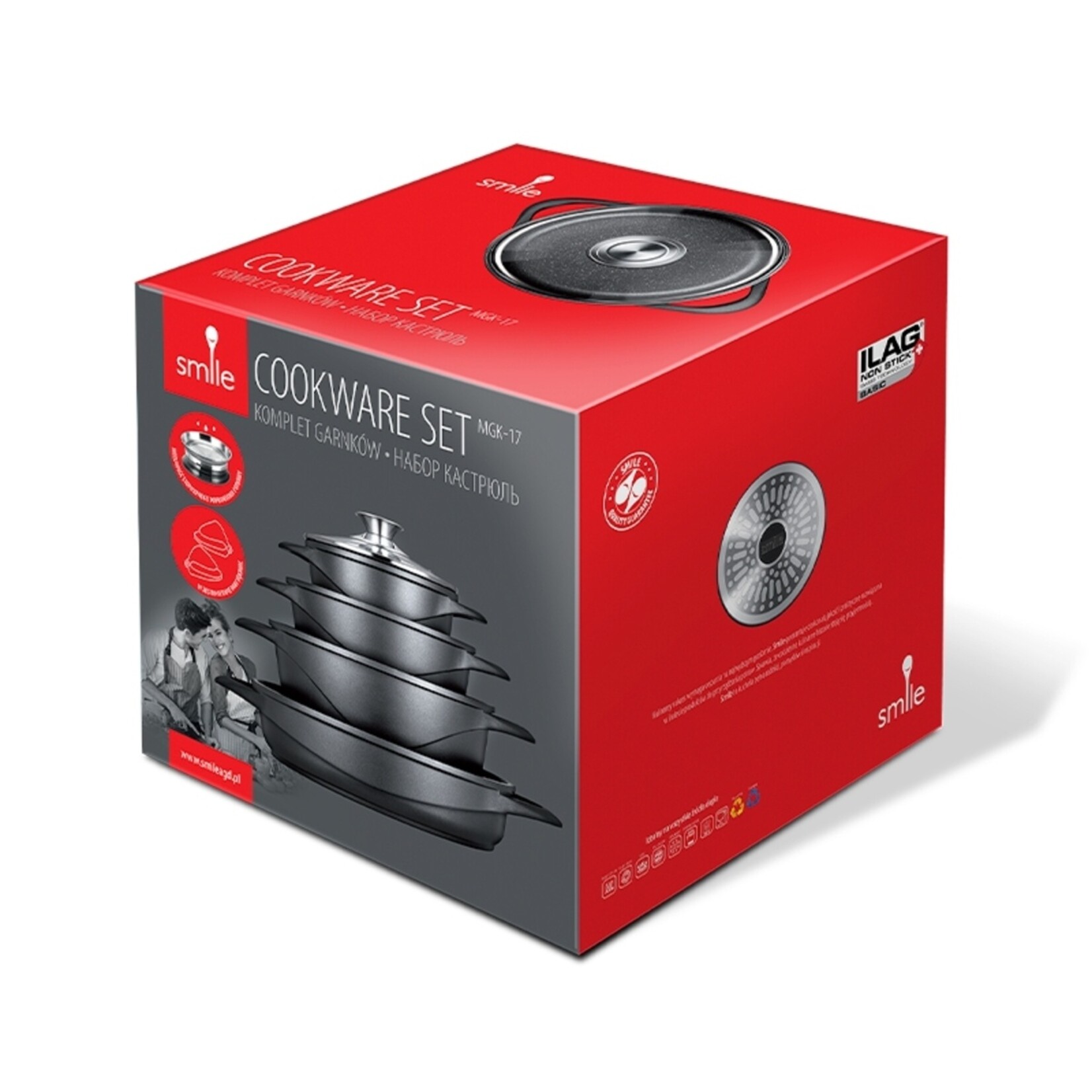 Smile Pannenset 10‑delig met Deksels en Anti‑aanbaklaag voor Alle Kookplaten