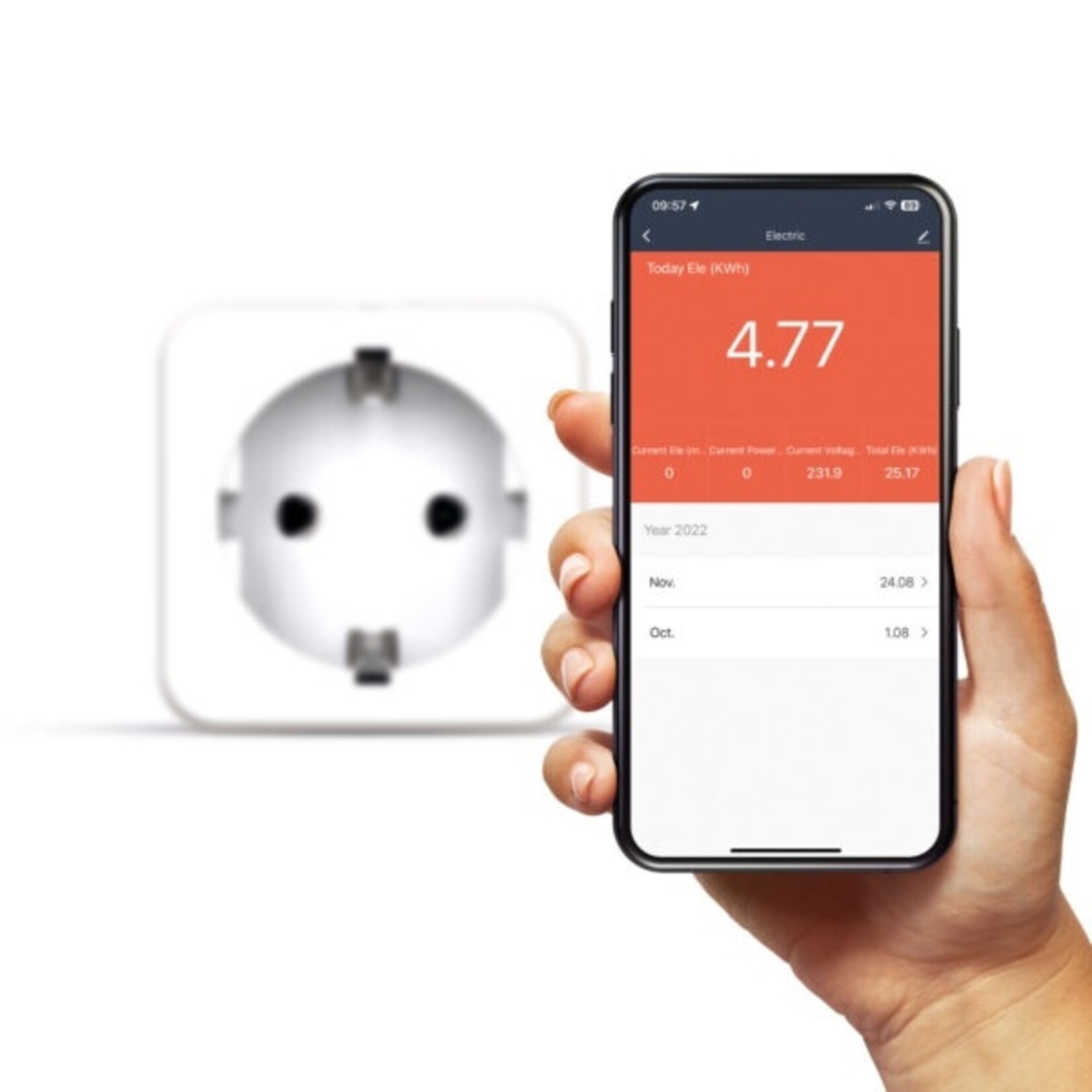 FlinQ Set van 2 Slimme Stekkers en Energiemeter Stopcontact - Smart Plug