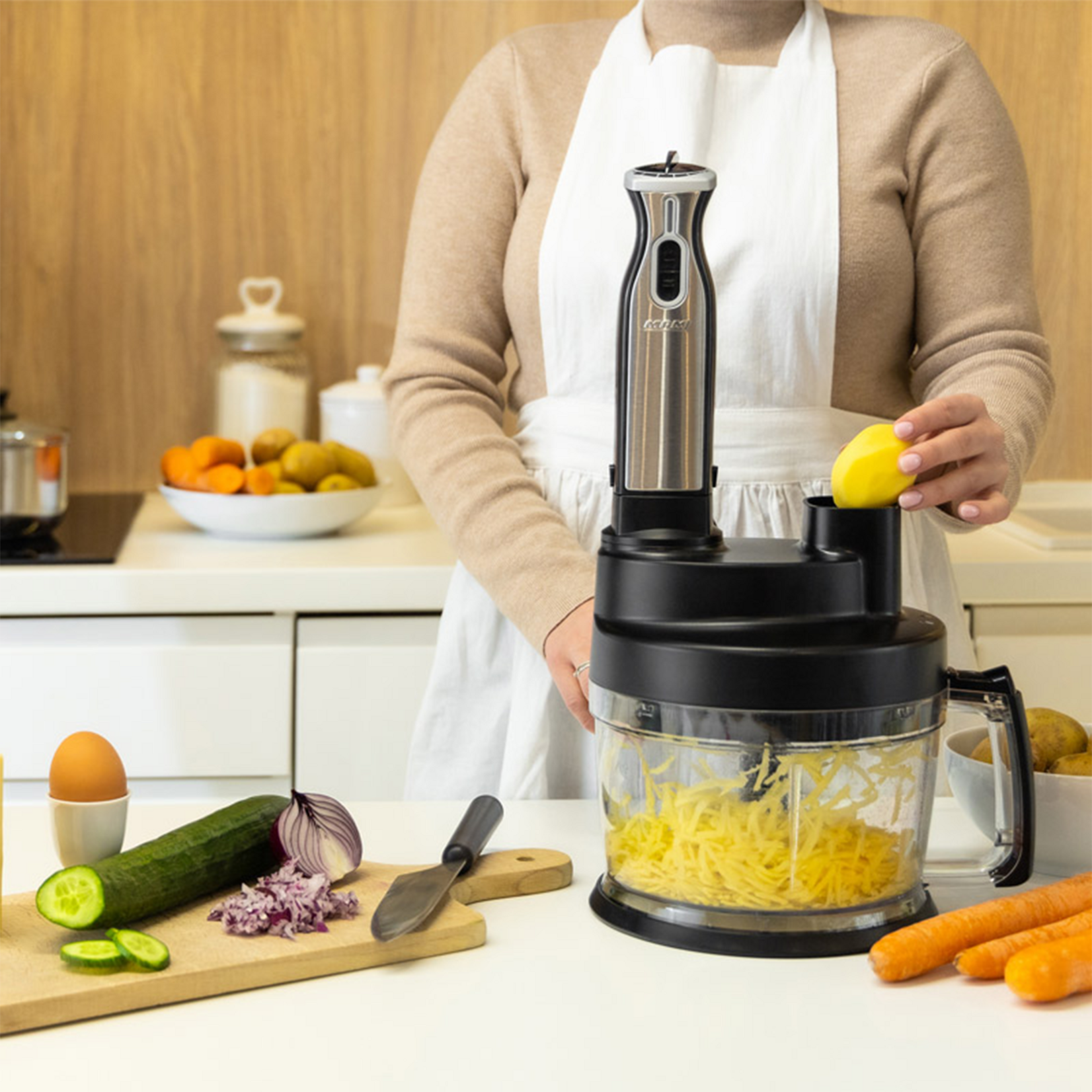 MPM Keukenmachine 800W met Blender, Raspschijven en 2L Mengkom