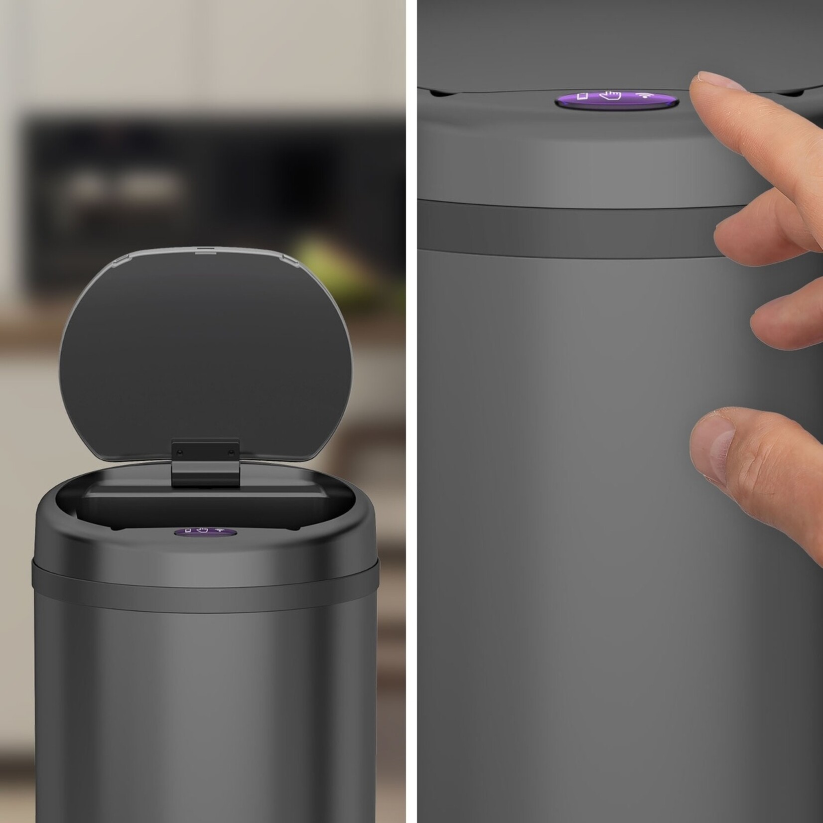 FlinQ Prullenbak met Bewegingssensor en LED Display - 50 Liter