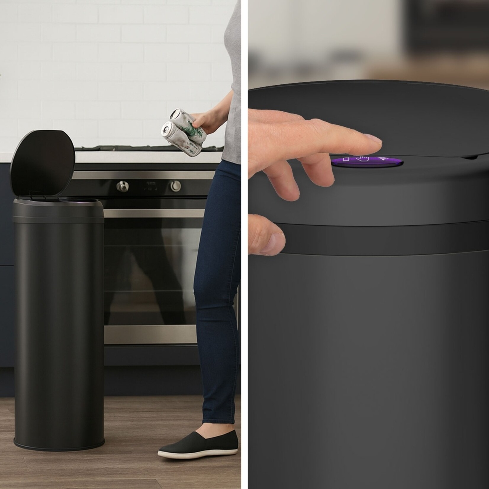 FlinQ Prullenbak met Bewegingssensor en LED Display - 50 Liter