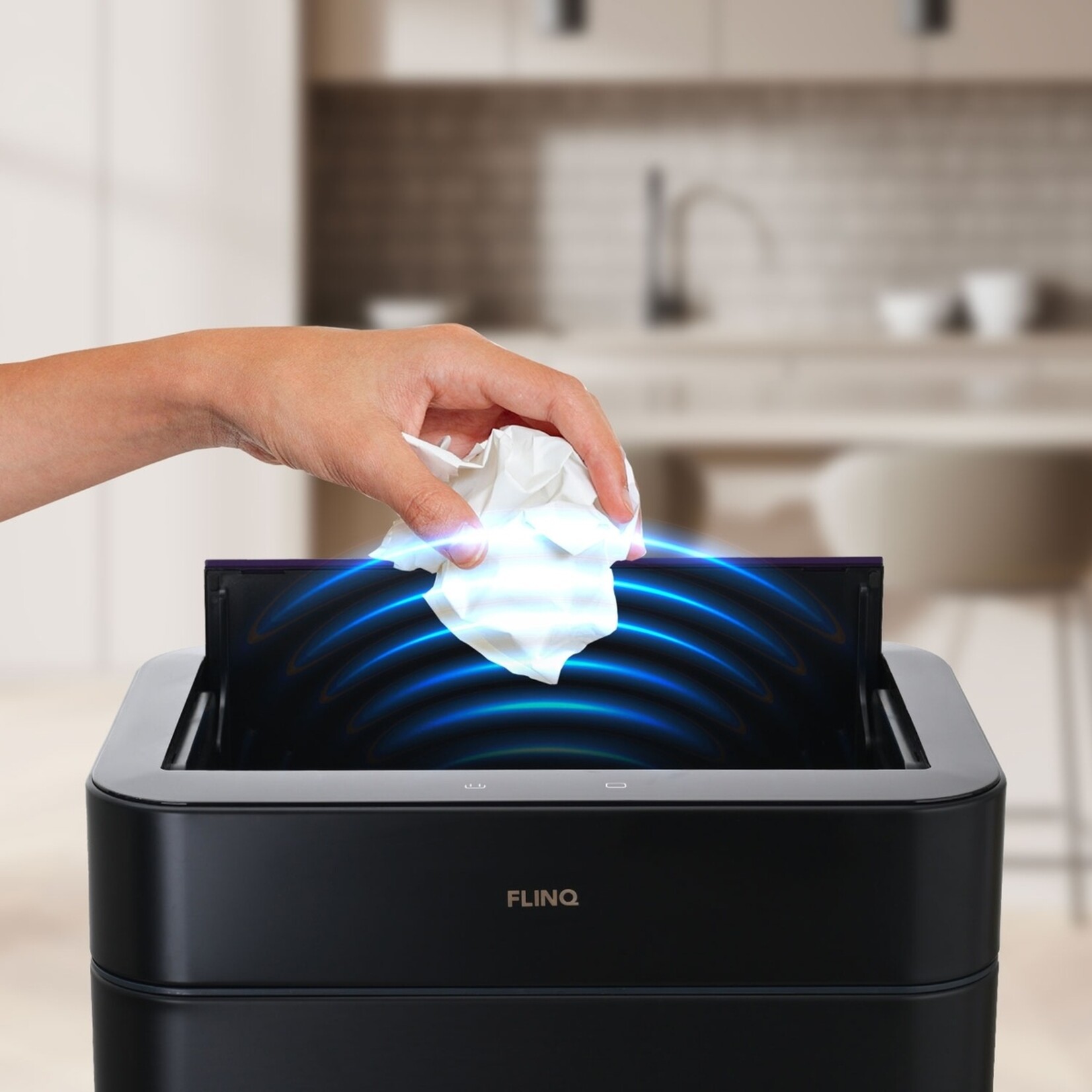 FlinQ Prullenbak met Sensor en 3 Compartimenten - 60 Liter