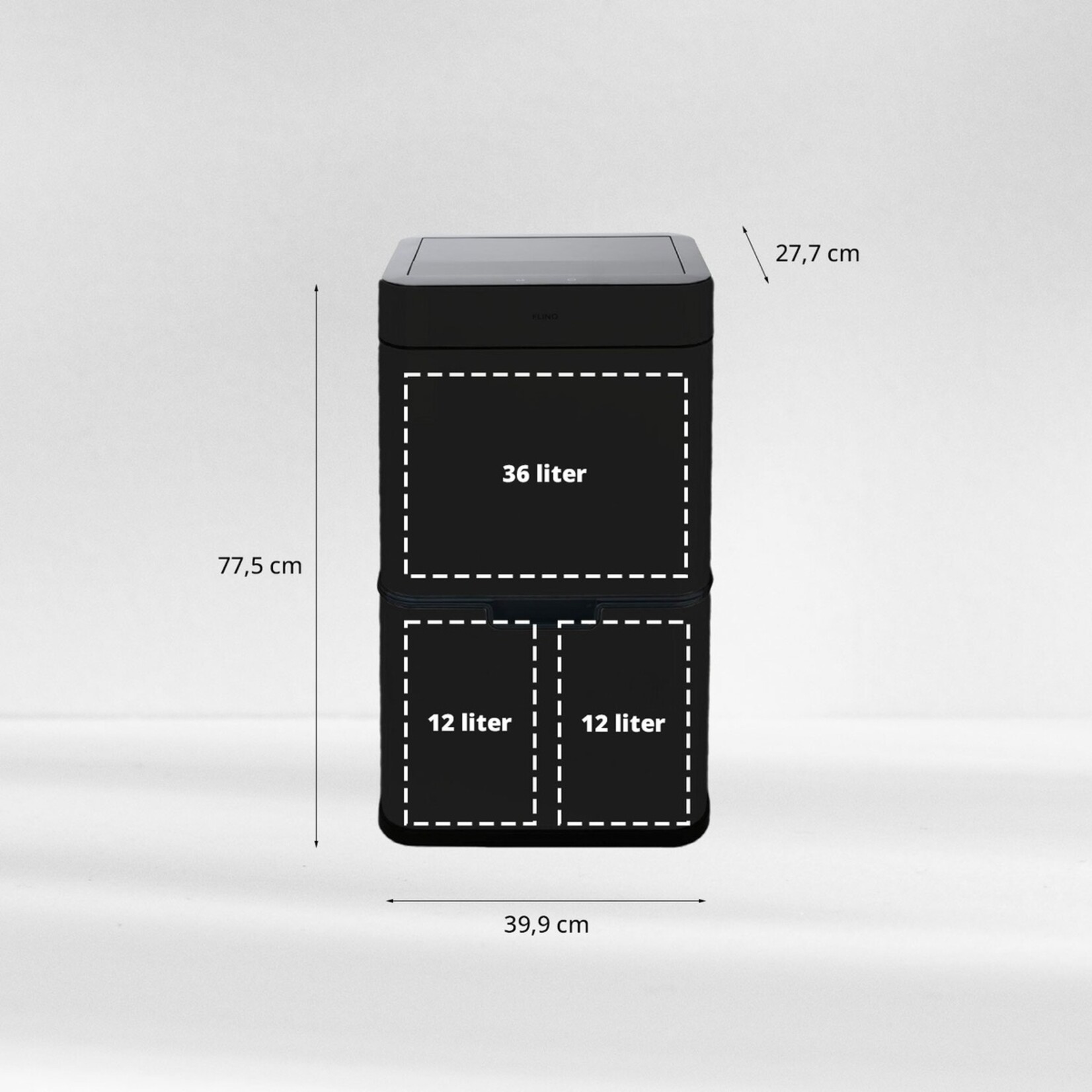 FlinQ Prullenbak met Sensor en 3 Compartimenten - 60 Liter