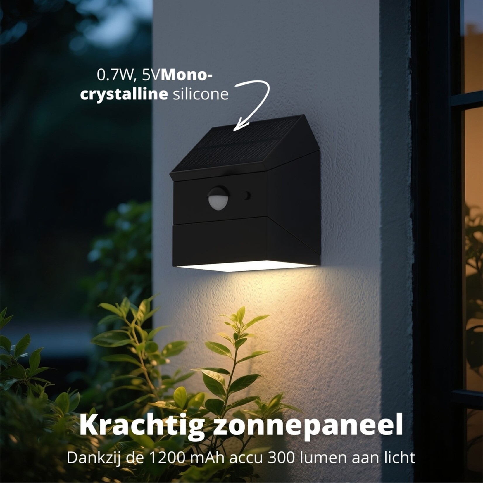FlinQ Draaibare Solar Wandlamp voor Buiten op Zonne-energie met Sensor