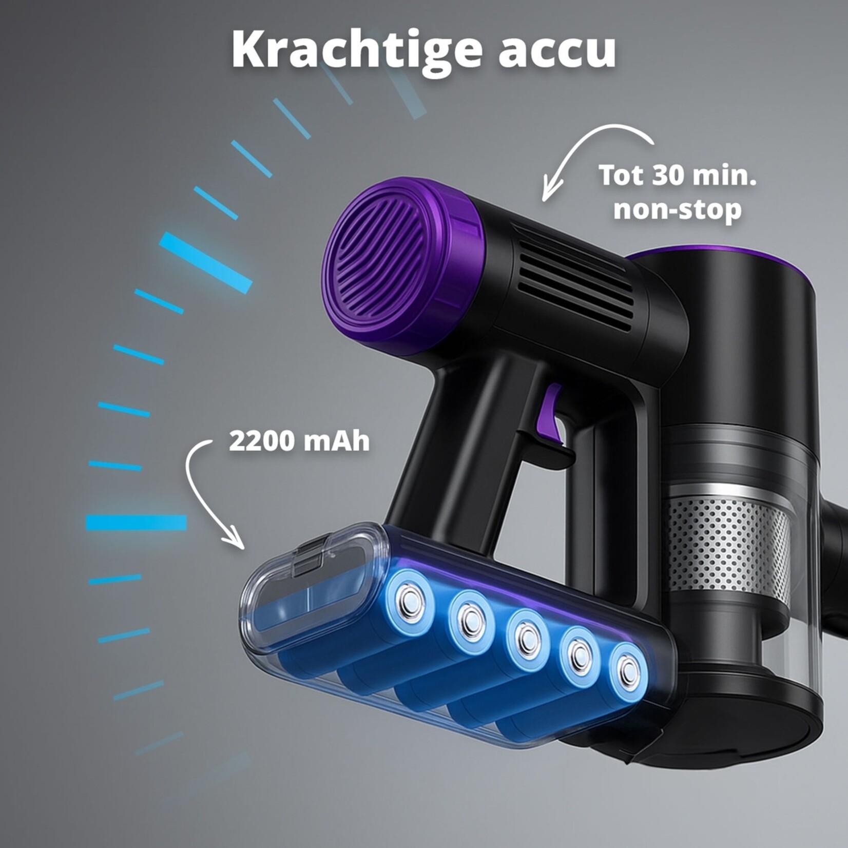 FlinQ 3-in-1 Steelstofzuiger met Dweilfunctie en Kruimelzuiger – Snoerloos met Opzetstukken