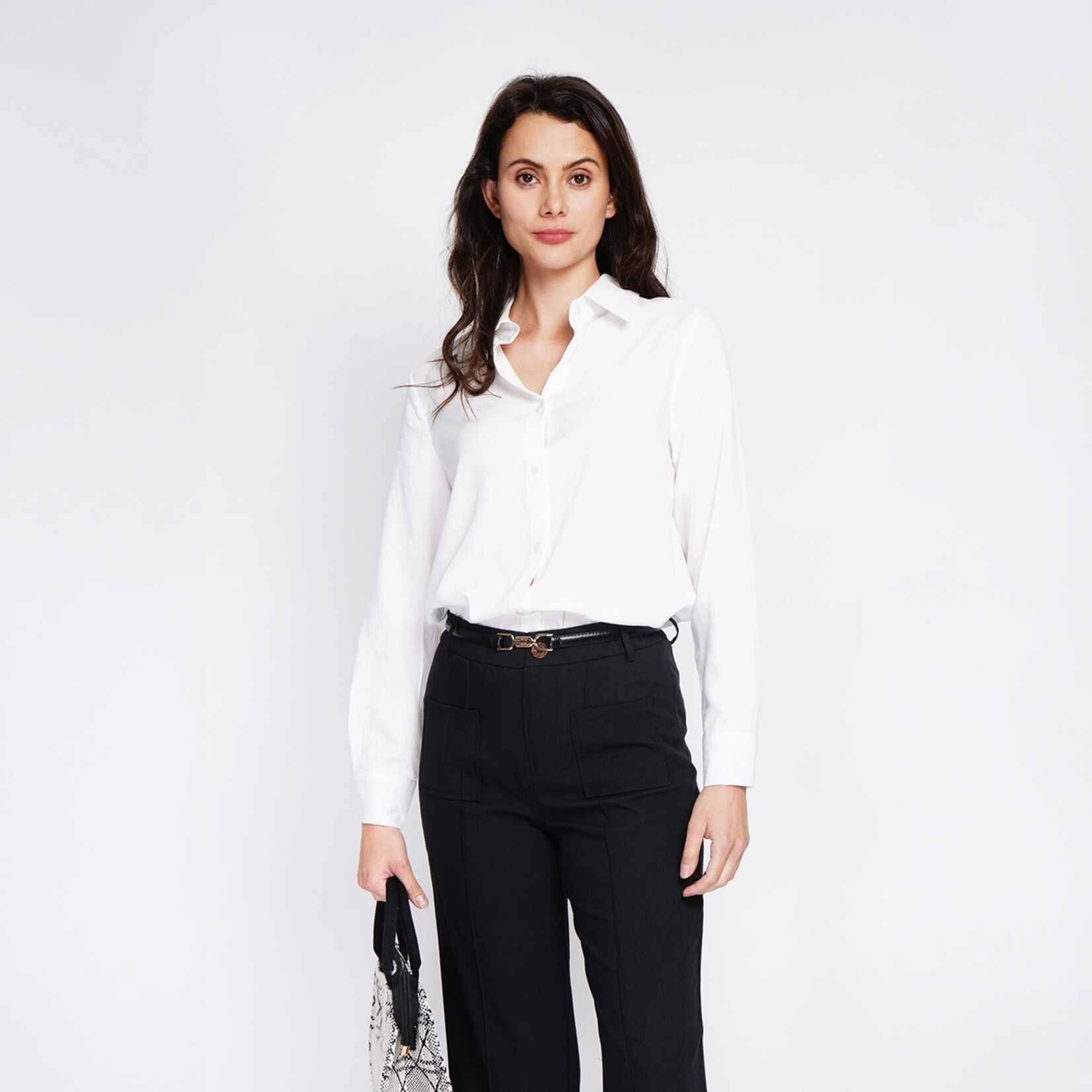 Le Jardin du Lin Le Jardin du Lin Linnen Katoenen Dames Blouse met Klassieke Kraag